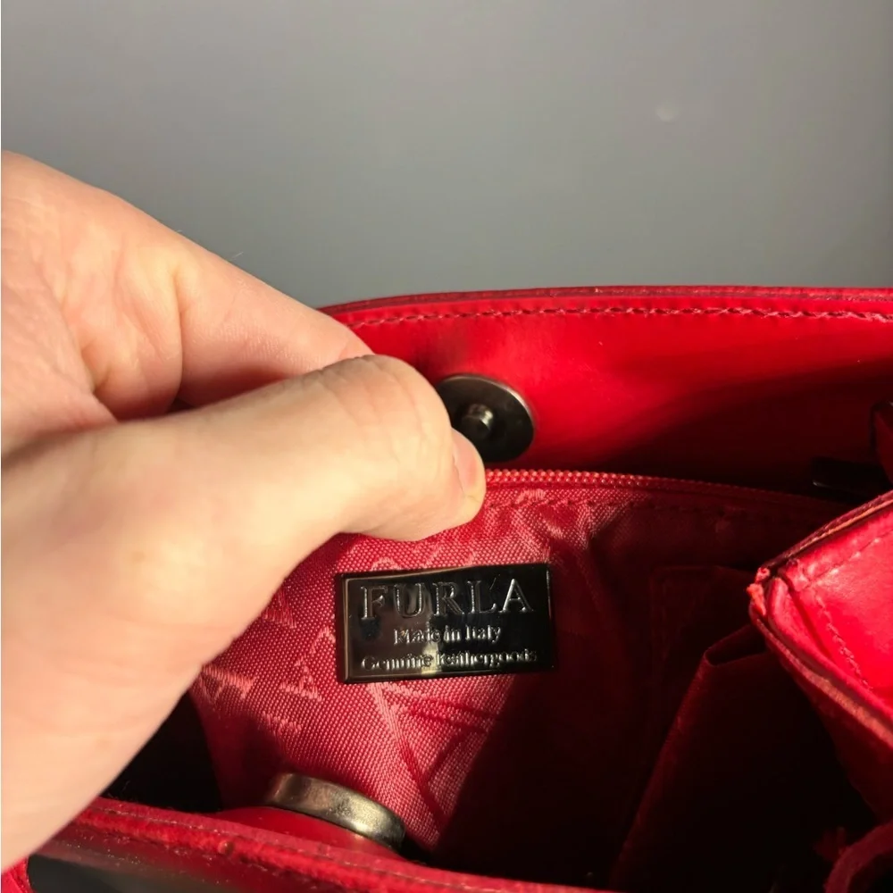 Vintage Furla Red Leather Mini Backpack